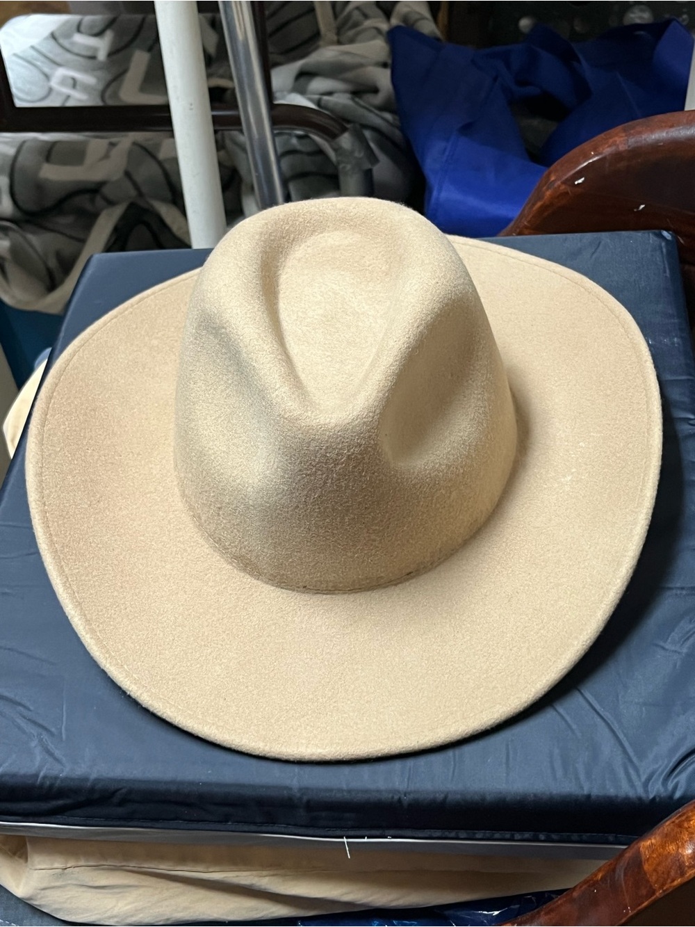 Beige Felt Cowboy Hat with Beaded Band
